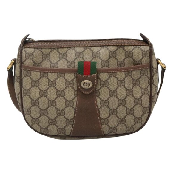 GUCCI GG Supreme Web Sherry Line Shoulder Bag PVC Beige Red 89 02 032 Auth BA465 - Picture 2 of 16